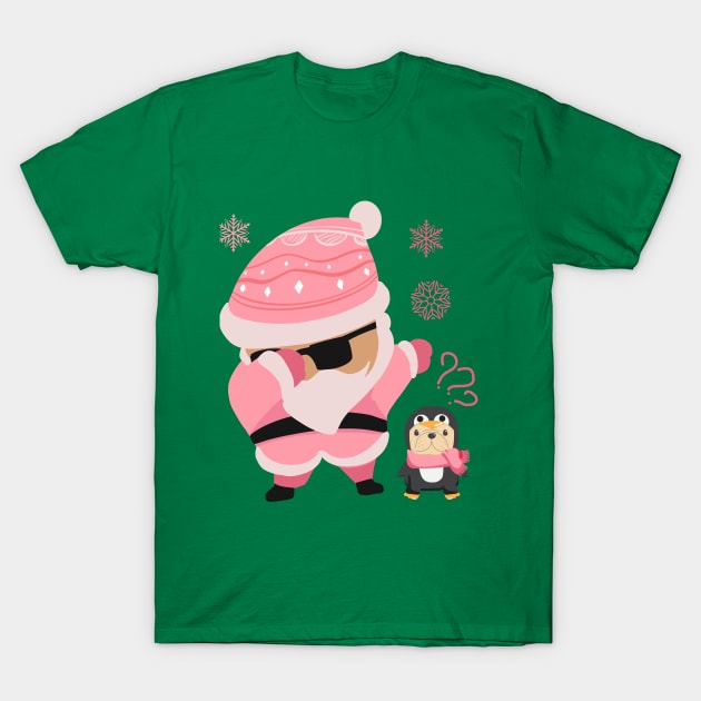 Pink Santa Claus Dabbing Through The Snow T-Shirt by i am Cuta